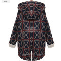 Plus Size Overcoat Inverno Manga Comprida Vermelho Loose Check Quilted Sweater com camurça Hoodies